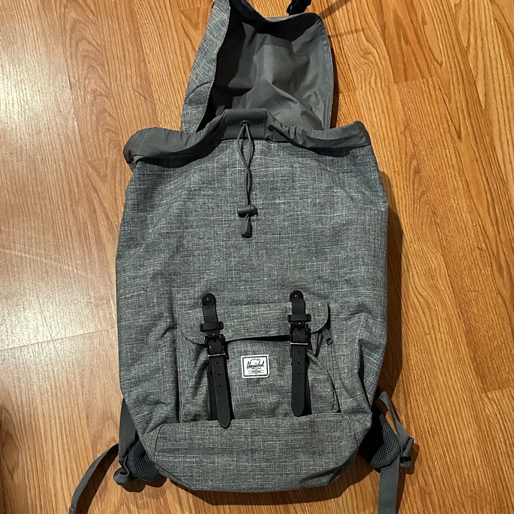 Herschel Supply Company Gray Roll-Top Backpack with Front Buckles